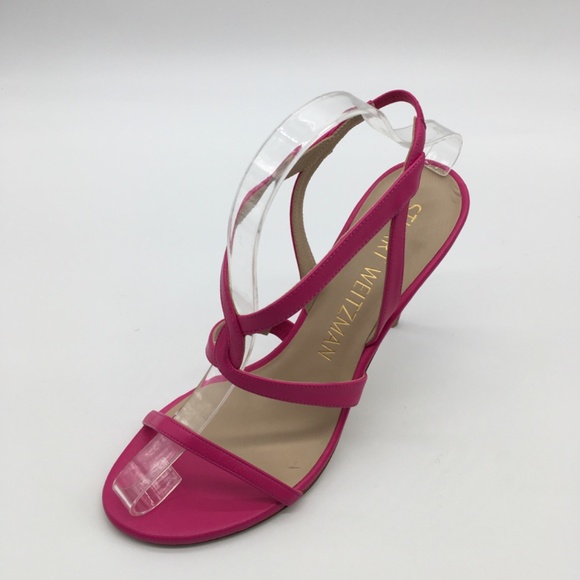 Stuart Weiztman Soiree 100 Sandal  Magenta Smooth SIZE 8.5 - Picture 2 of 9